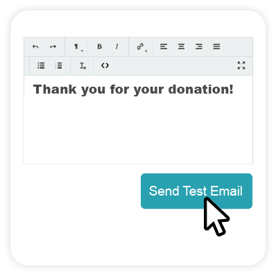 A screenshot of the "Send Test Email" button in the Nonprofit Admin Portal.