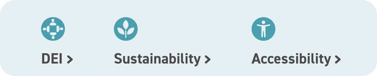 DEI, Sustainability and Accessibility icons used on 'People & planet' page.