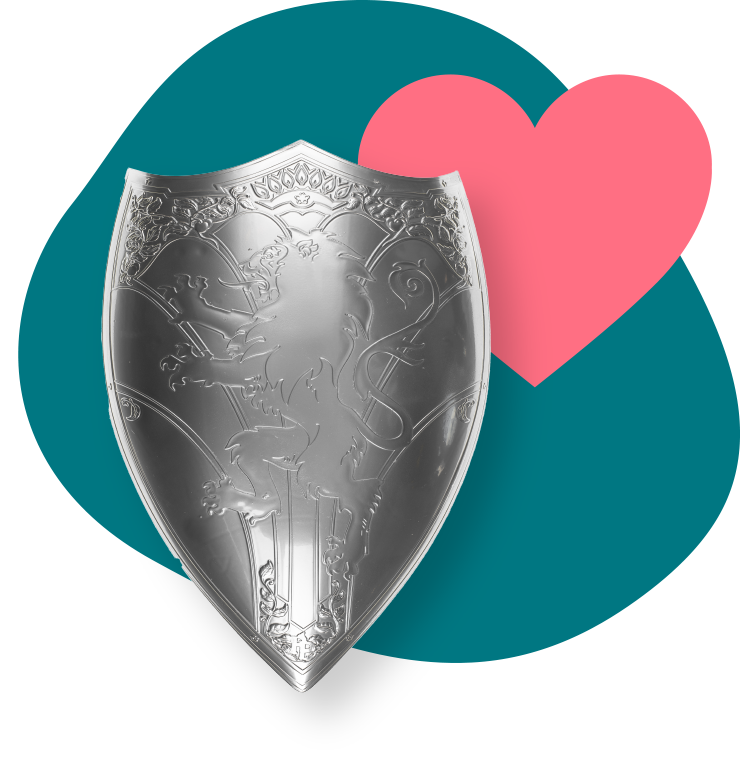 Shield protecting a heart.