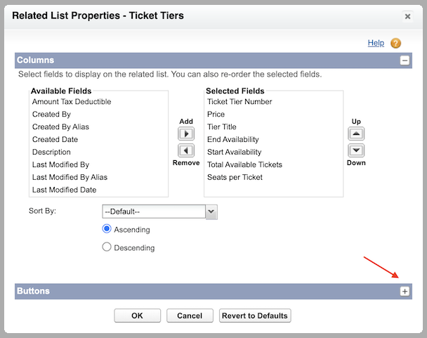 Screenshot highlighting the + button